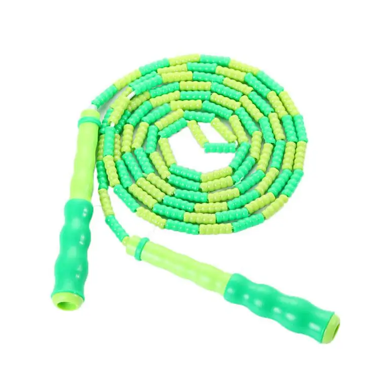 

High quality GYM Equipment colorful Outdoor Indoor Workout PVC Segment Plastic Children Jump Rope Beads Skipping for fitness, Blue,green,pink,purple