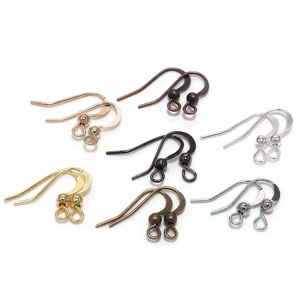 

100Pcs 19*18mm Earring Components Hooks Twist Silver Gold Bronze Ear Hook Clasps Earring Wires Findings For DIY Jewelry Making, As picture