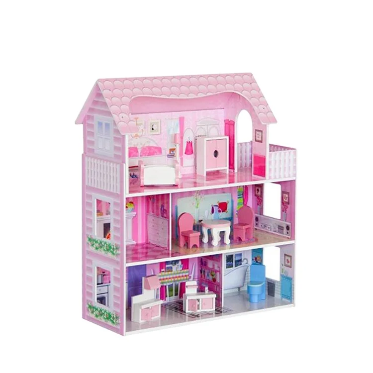 
WEIFU 3 Floors Wooden Big Children Doll House With Lot Furniture  (60666631045)