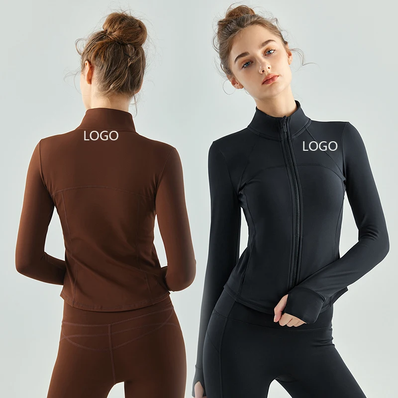 

XW-DSL638 Autumn And Winter New Warm Nylon Thickened Slim Thin Long-Sleeved Zip Yoga Clothing Running Fitness Tops Jacket