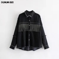 

Women jacket tassel fringe denim jacket for women