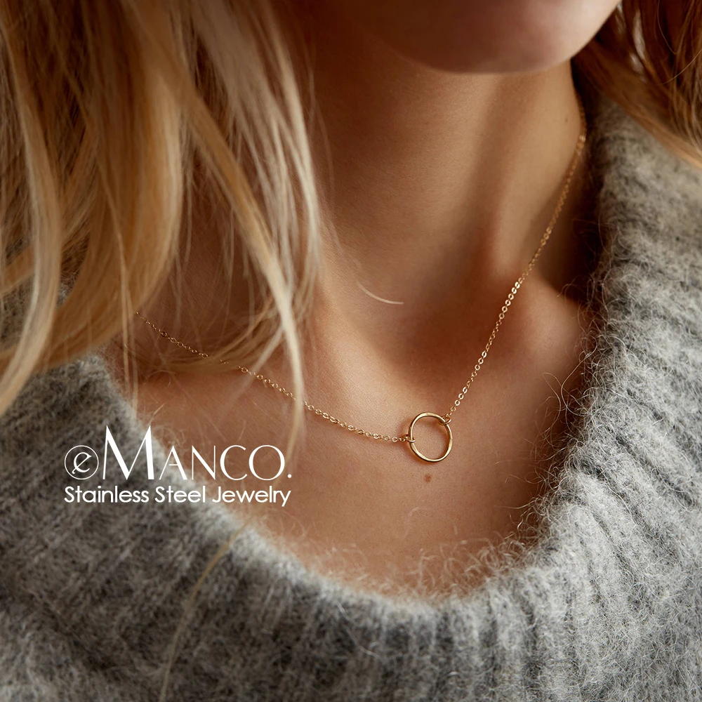 

eManco Woman jewellery circle necklaces stainless steel for women gold plated, Silver / gold / rose gold