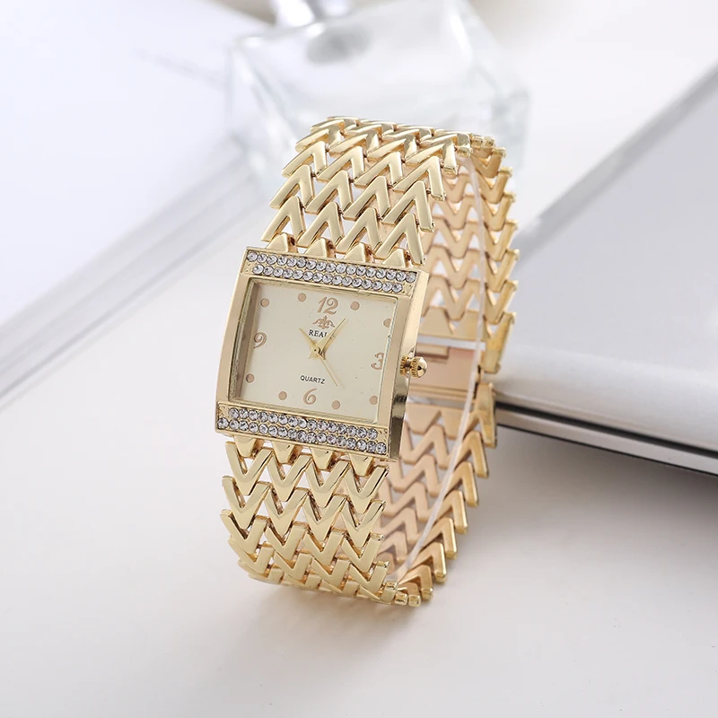 

Watch Fashion Square Rhinestone Decoration Ladies Watch Valentine's Day Mother's Day Gift Quartz Watch Custom Logo, Picture shows