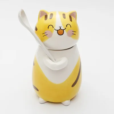 

shoutao customized 9 OZ Amazon hot sale Cartoon Cat Shaped Animal Hand-painted Ceramic Mug Milk Coffee Cup Gift Mug