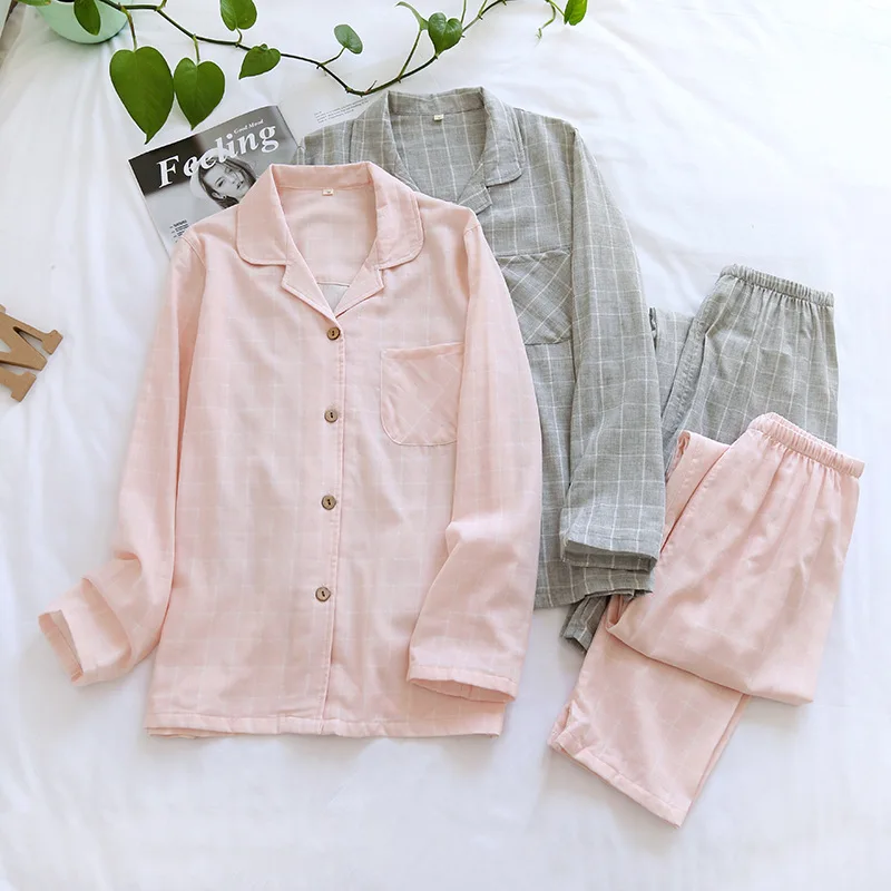 

New Arrival Casual Yarn Dyed Pajamas Summer Couples Loungewear Sleepwear