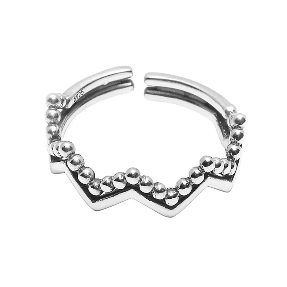 

Professional Custom Fashion Wave Silver Beads Jewelry Ring 925 Sterling Silver