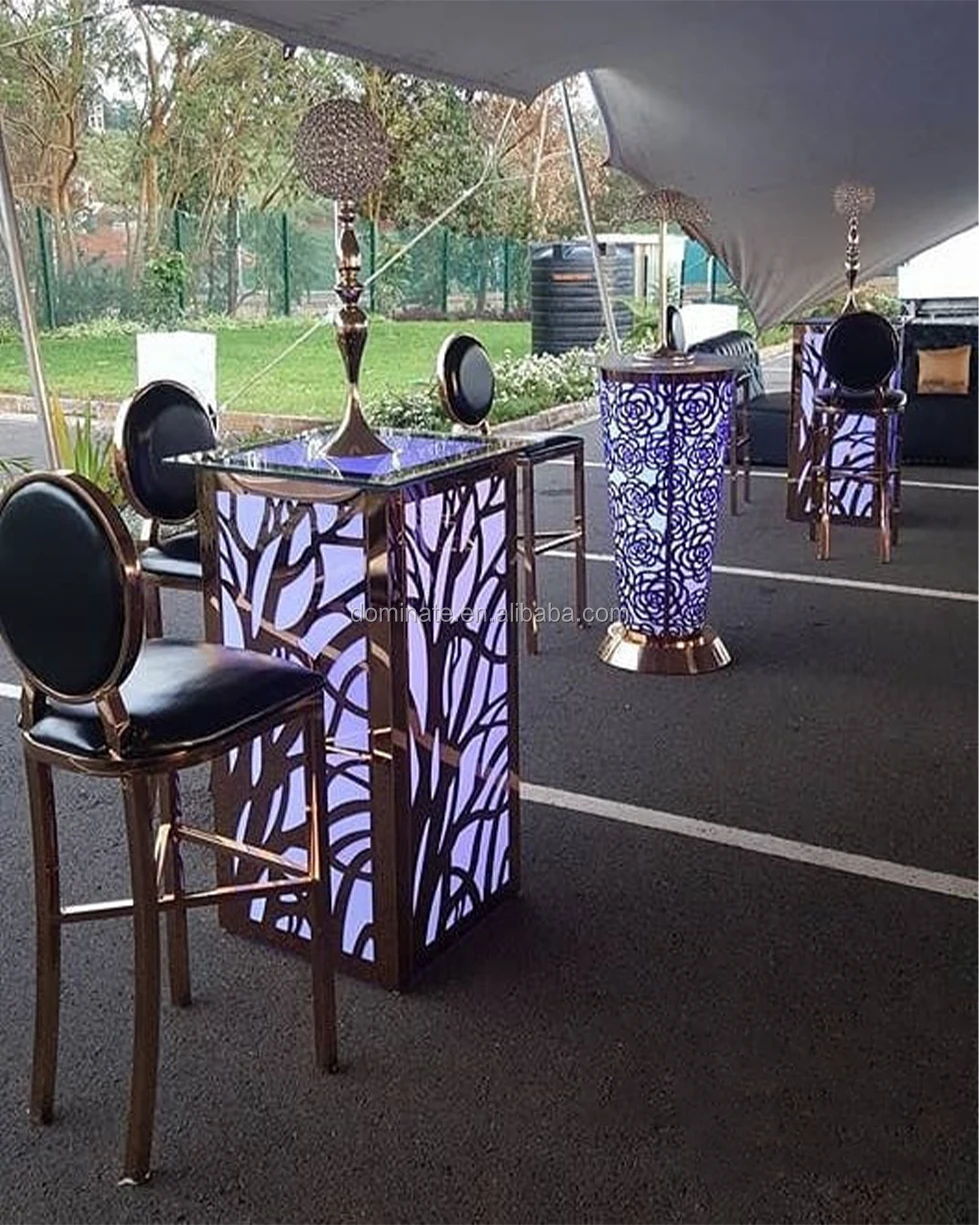 2019 New Led Lighting Stainless Steel Cocktail Glass Bar Table Buy Glass Bar Table,Led