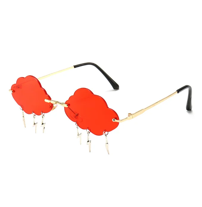 

2021 Frameless funny cloud sunglasses lightning pendant decorative sunglasses