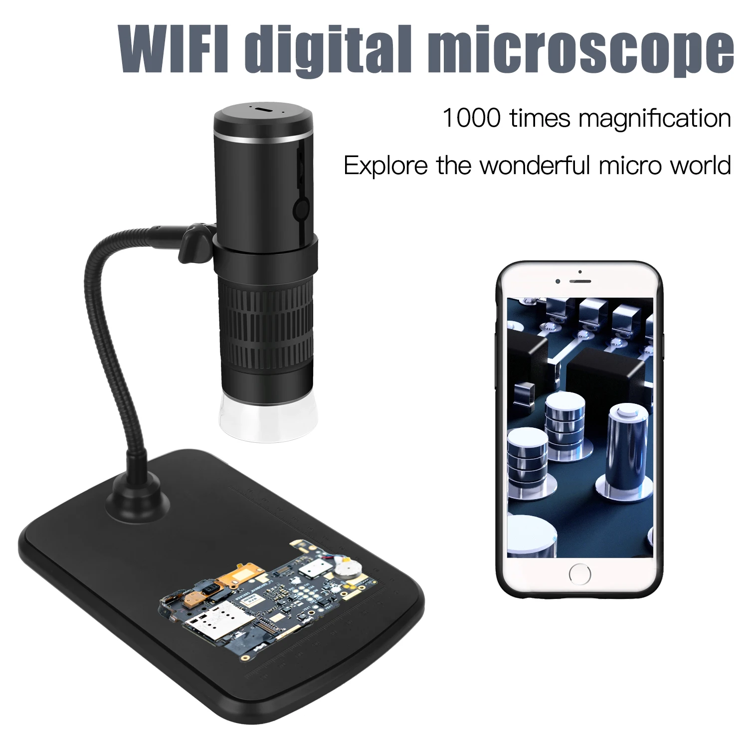 Wireless WiFi USB Digital Microscope Portable with 2MP,1080P HD,1000x Magnification and Mini Pocket Rechargeable Kids Microscope