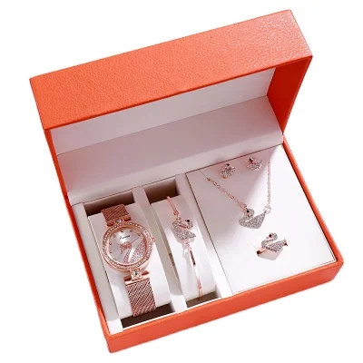 

Luxury Fashion Ladies 5 PCS Jewelry Gift Watch Set Rose Gold Bracelet Watch Set Women Set De Relojes, Multiple color options