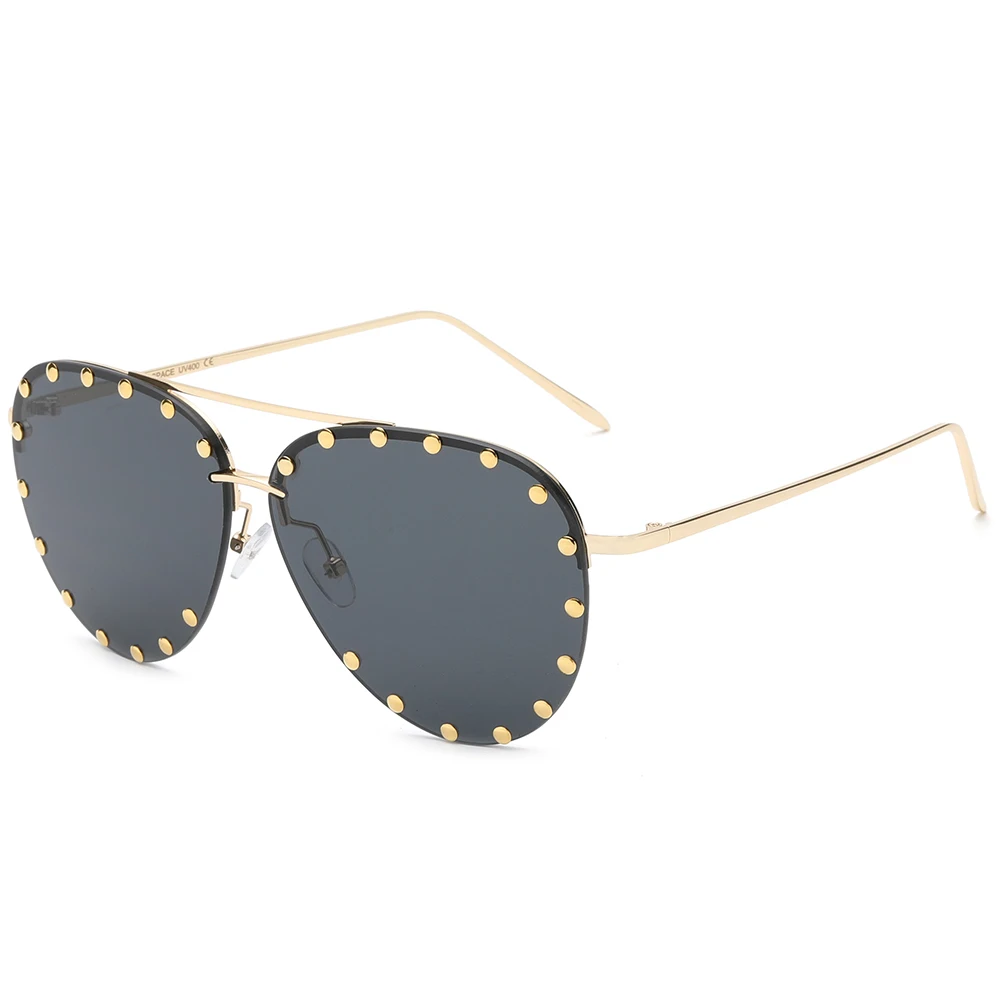 

Benci 2021 Cool Fashion Gradient Style Rivets Wrap Glasses Round Sunglasses Women Men Custom Logo Metal Frame Eyewear