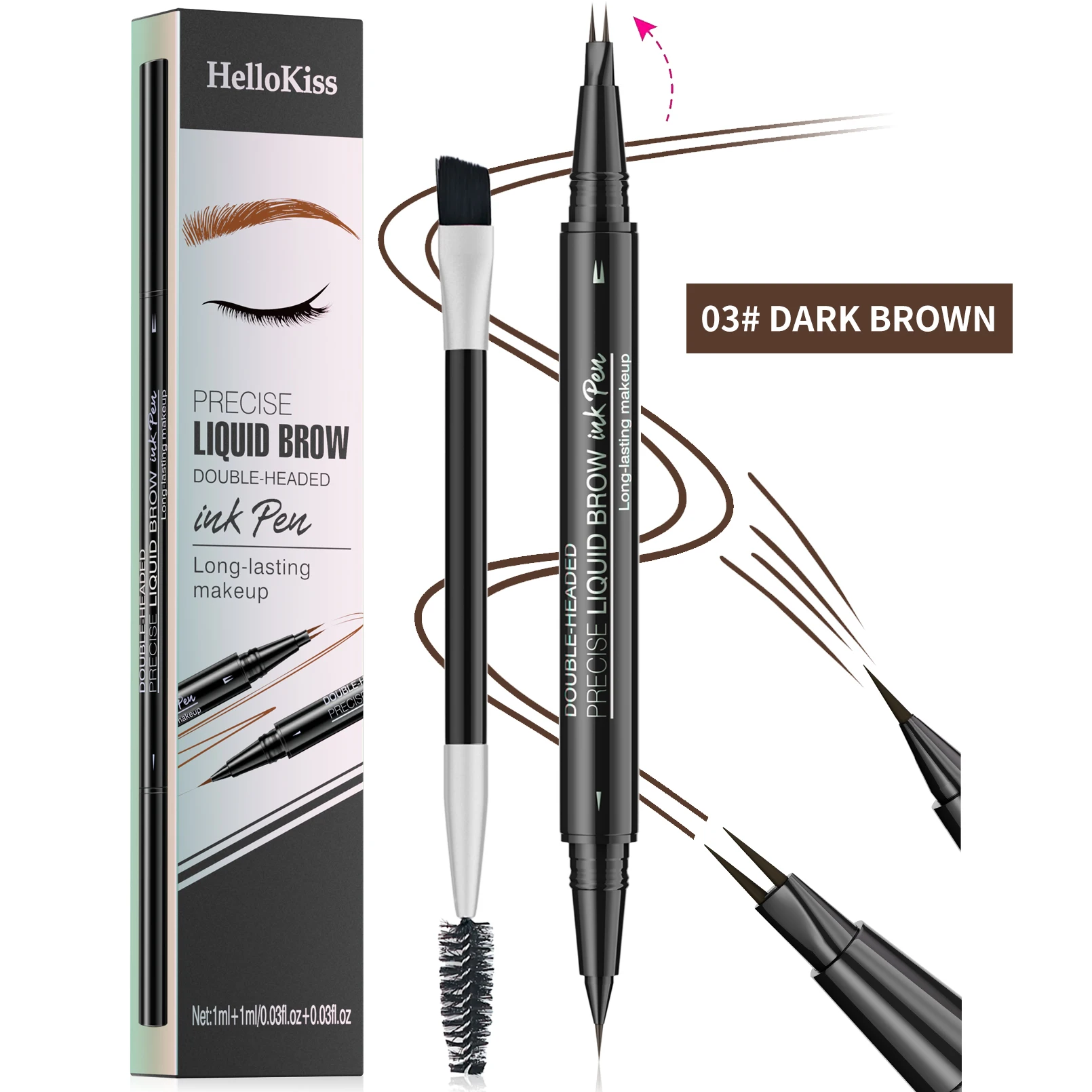 New Liquid Eyebrow Pencil Natural Wild Eyebrow 2 Fork Tip Long Lasting Waterproof Eyebrow Pencil With Brush