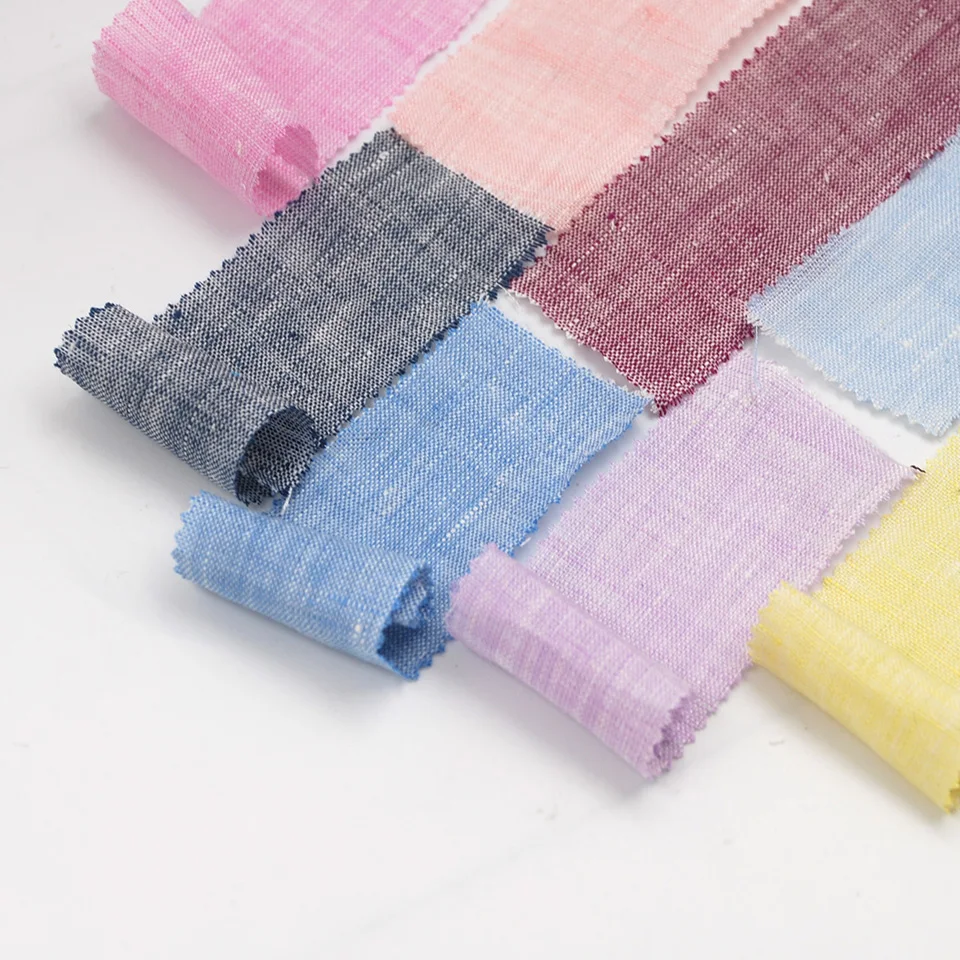 

Hot selling hemp colorful cotton soft yarn dyed slub linen shirting fabric