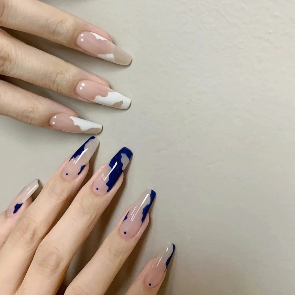 

2021 New Fashion Nude Wearable Nails Ballerina Geometric Nail Tips Detachable Fake Nails, Mix