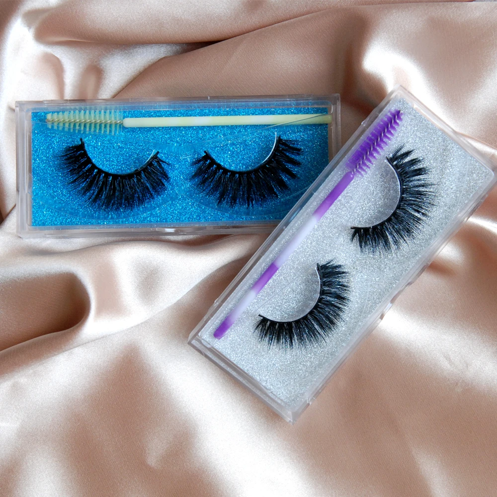 

Private label Korea natural false eyelashes silk faux mink eyelashes, Black
