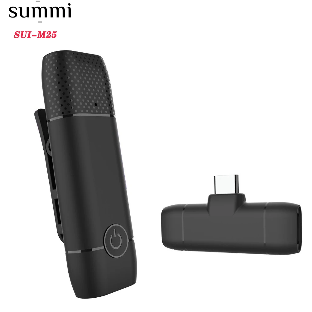 

SUM-M25 factory wholesales Newly designed Wireless charging 2.4G wireless microphone for smartphone portable podcast with radio