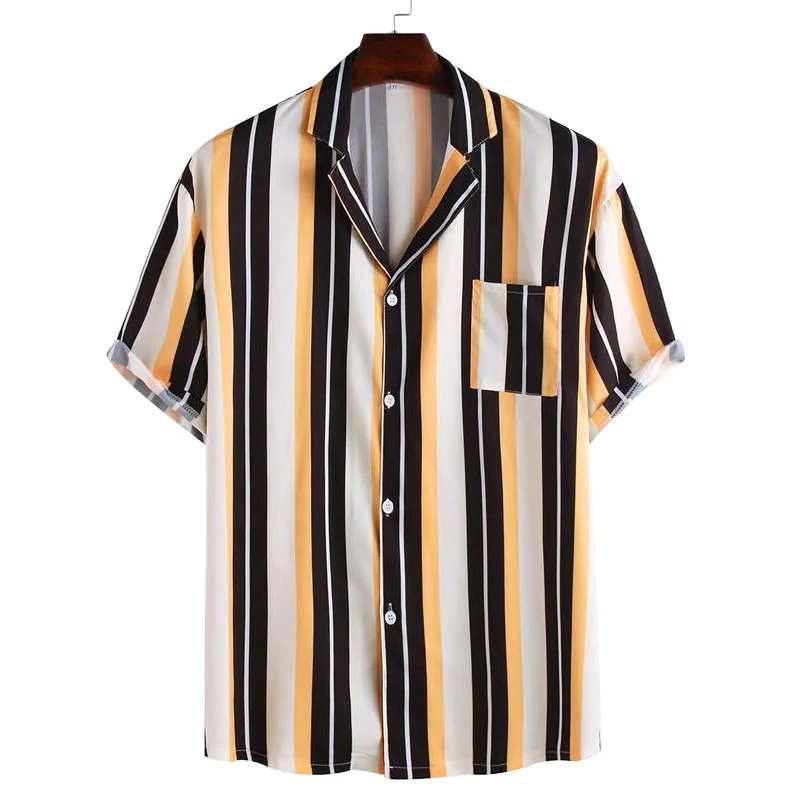 

Men's printed new short-sleeved blouse chemical fiber blended casual shirts