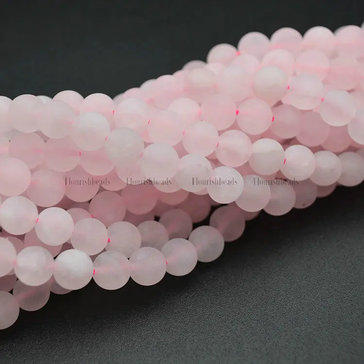 

Matte Frosted Natural Rose Quartz Stone Round Loose Beads Fit Fashion Jewelry making