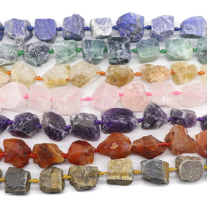 

Top quality natural gemstone irreglar mineral crystal nugget beads with knot for DIY jewelry in stock on sale