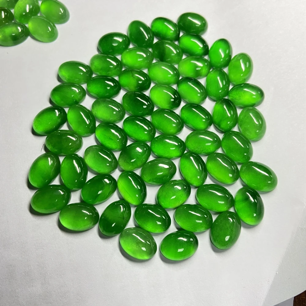 

HQ GEMS Myanmar Natural Green Jade Jadeite Loose Gemstone Flatback Cabochon Burma Jadeite Stone