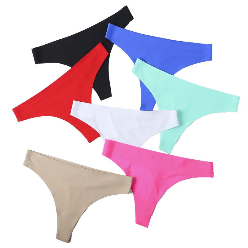 

Seamless Womens ice silk underwear low rise girls ladies underweari G-string women underwear Thong panties, Black,pink light blue drakblue
