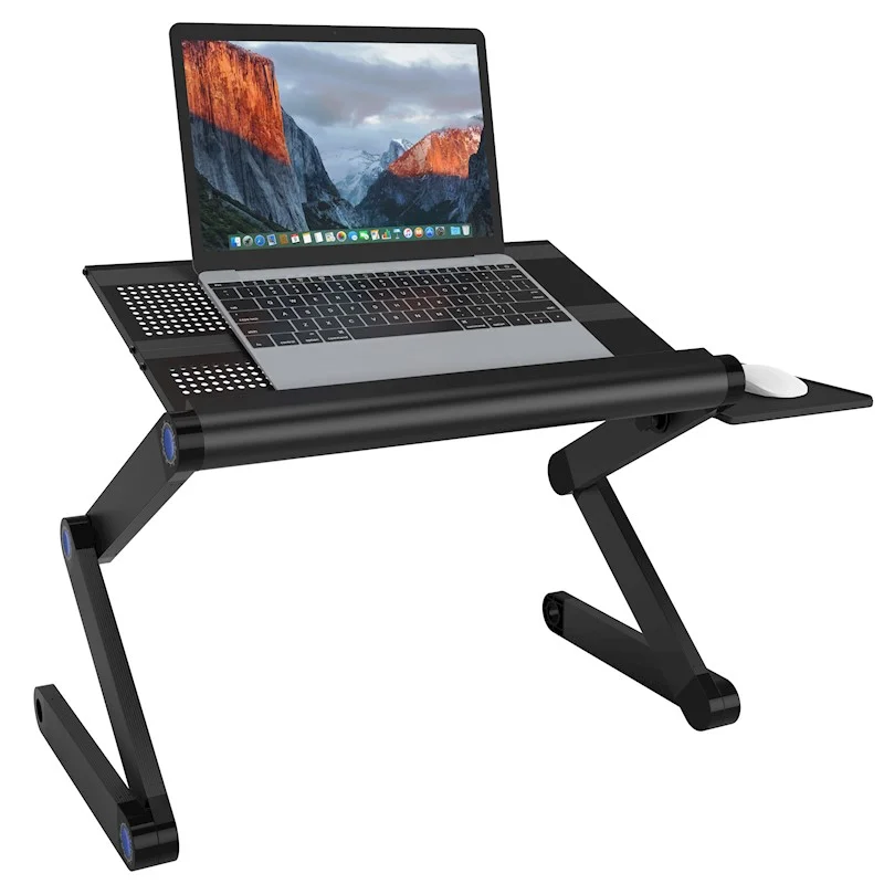 

2020 new adjustable laptop folding table with mouse pad, Desk lazy aluminum folding table, Black