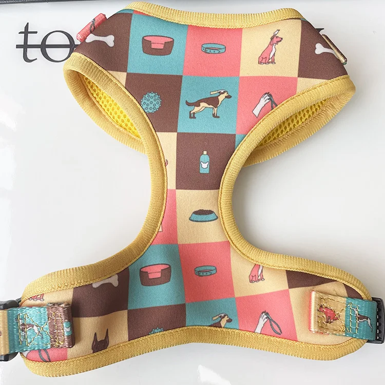 

Custom Sublimation Printing Soft Mesh Puppy Harness Luxury Designer Dog Harness For Walking