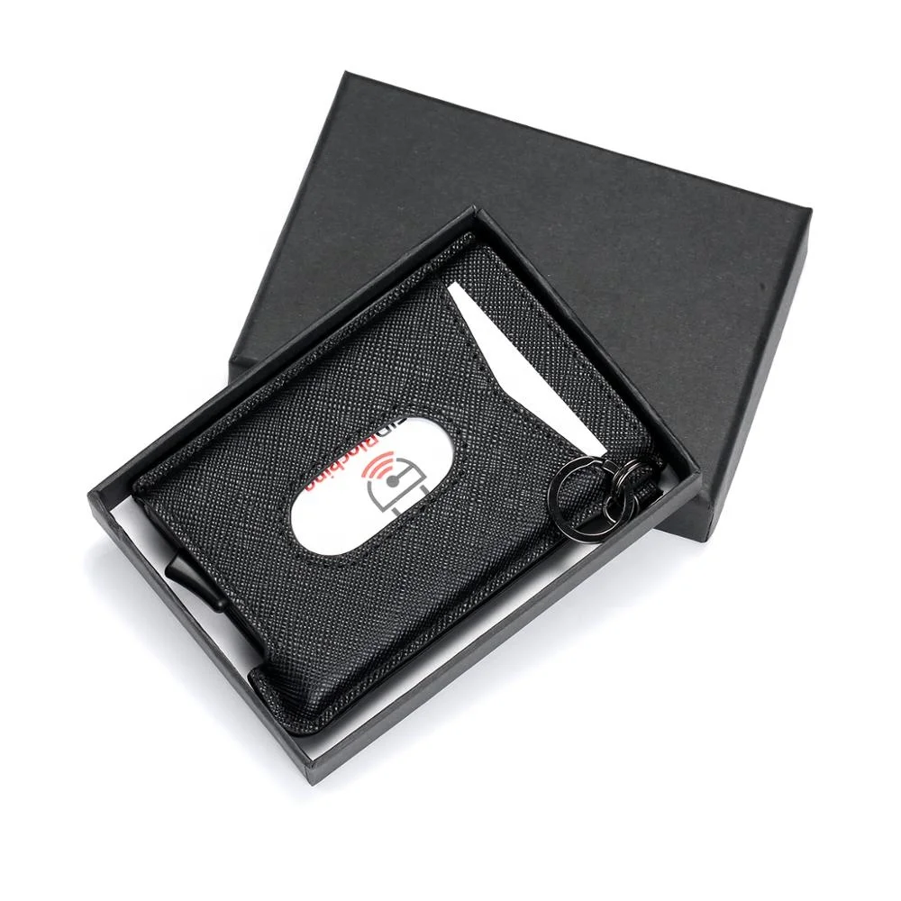 

RFID Business Card Holder Leather Wallet Metal Money Clip Aluminum Pop-up Card Case Designer Wallet Small Wallet for Women, Customized