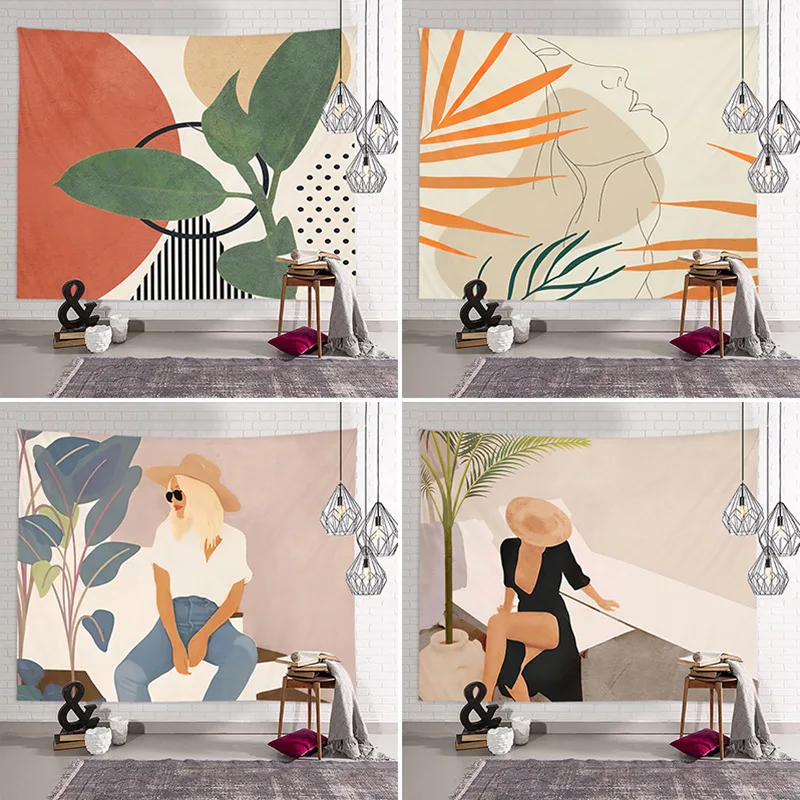 

Simple and stylish elegant woman tapestry decorate the room