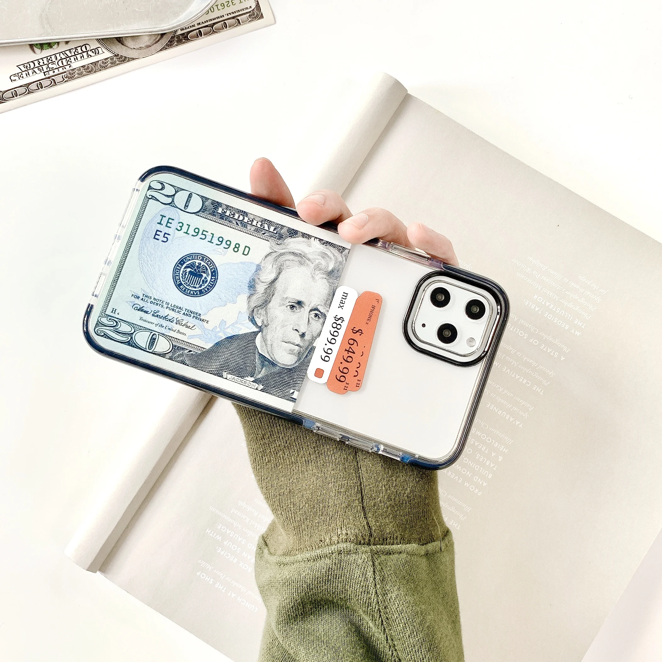 New Creative Designers Phone Case Banknote Moneycash Dollar Clear Cover