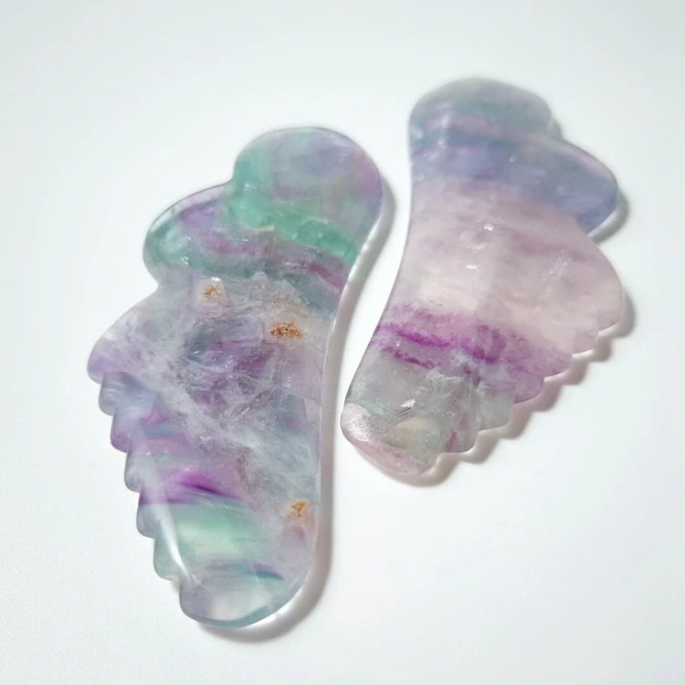 

Natural purple fluorite guasha board for home use massager