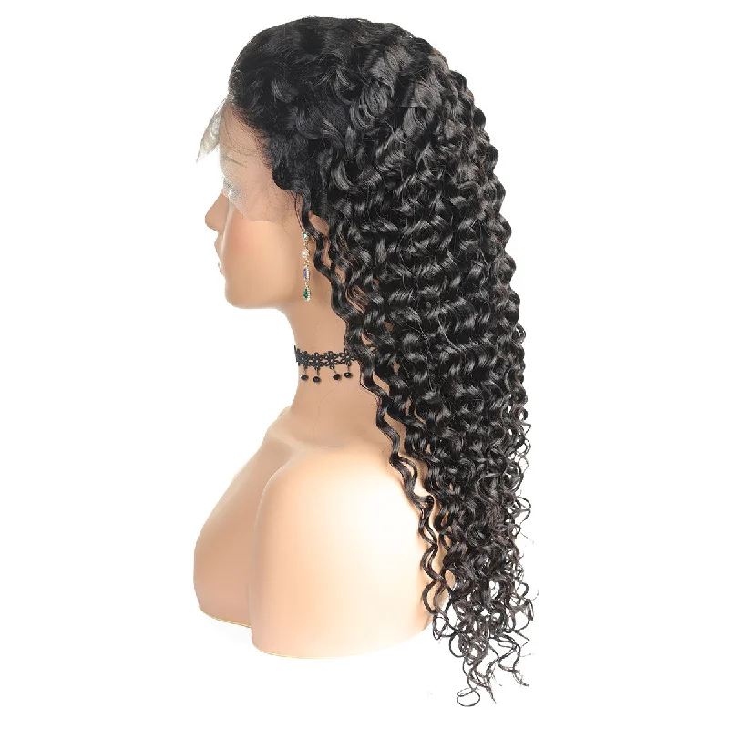 

13x4 Lace Frontal Human Hair Lace Front Wigs with Bangs Deep Curly Brazilian