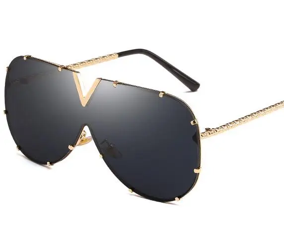 

2020 new style sunglasses European and American Fashion Metal Large Frame Sunglasses personality conjoined marine pieces sungla