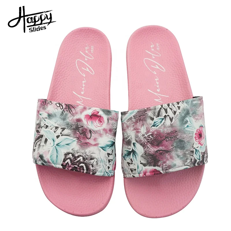 

2021 Trendy Slides Beautiful Wholesale House Slippers For Women Customize Your Own Slides Outsole Shoes Sandals Logo