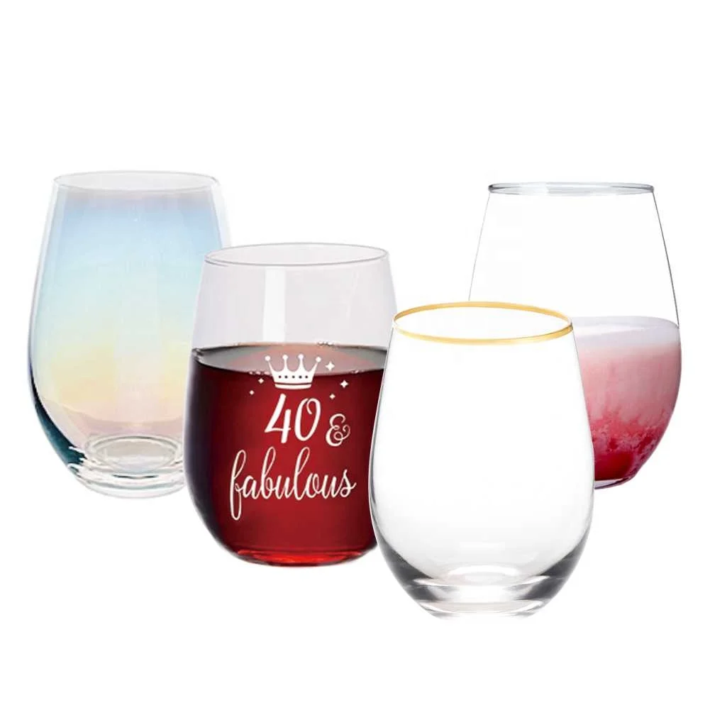 

Wholesale Accept Custom Stocked 17 Ounces Stemless Wine Glass for Red or White Wine, Transparent