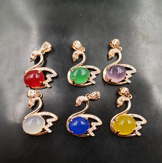 

Jialin jewelry ins jade s925 swan pendant necklace design jewelry for women