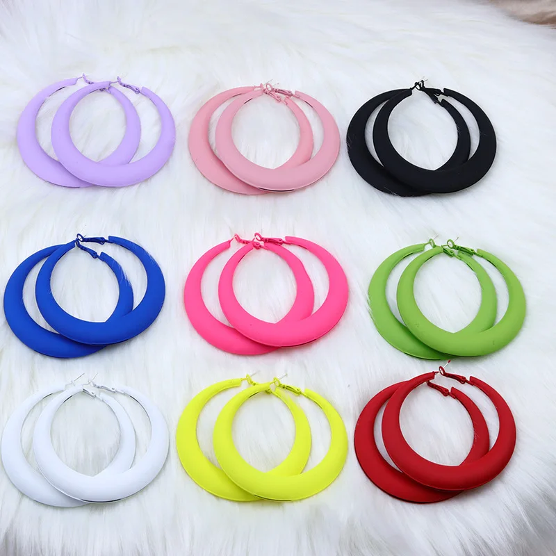 

Hot sales Summer fashion colourful Spray painted bold big hoop earrings