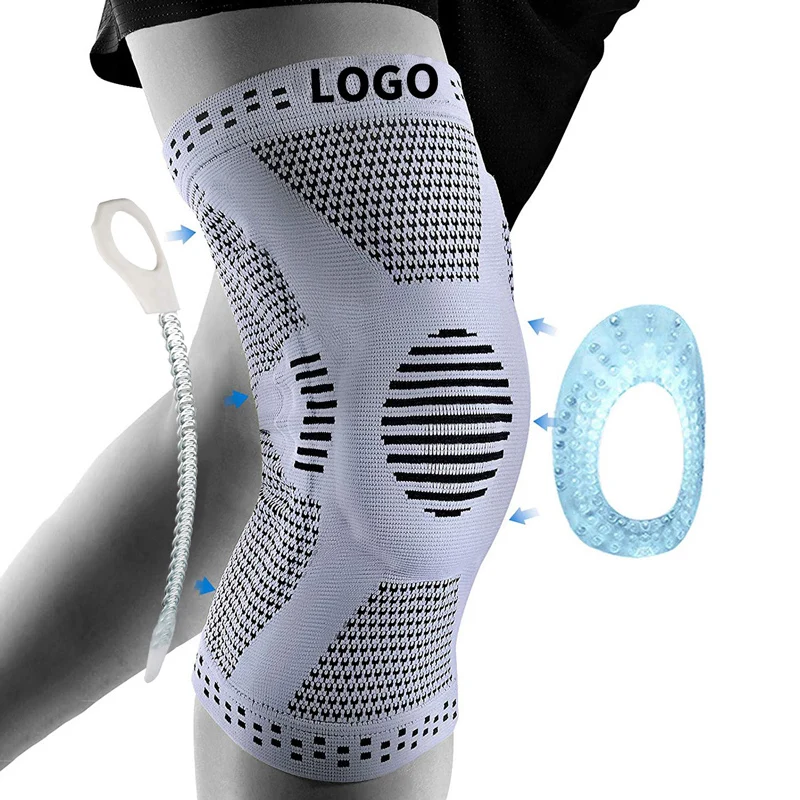 

2021 New Non-Slip Silicone Running Knee Brace Compression Sleeve Knee Support for Sports Knee Joint Protection, Gray, black, red, blue, knee brace