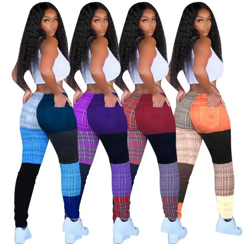 

2021 New Arrivals 2020 Winter Clothes For Women Girls' Pants Women Bottoms Ladies Trousers Patchwork Plaid Pants Women