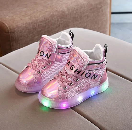 Kid Girl Led Light Floral Shoes For Spring Autumn Season Casual Sports ...