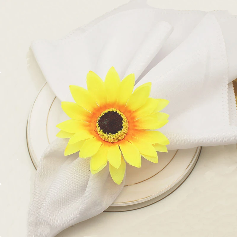 

Fall Napkin Rings Sunflower Napkin Ring Buckle for Thanksgiving Day Wedding Party Table Decoration HWF02