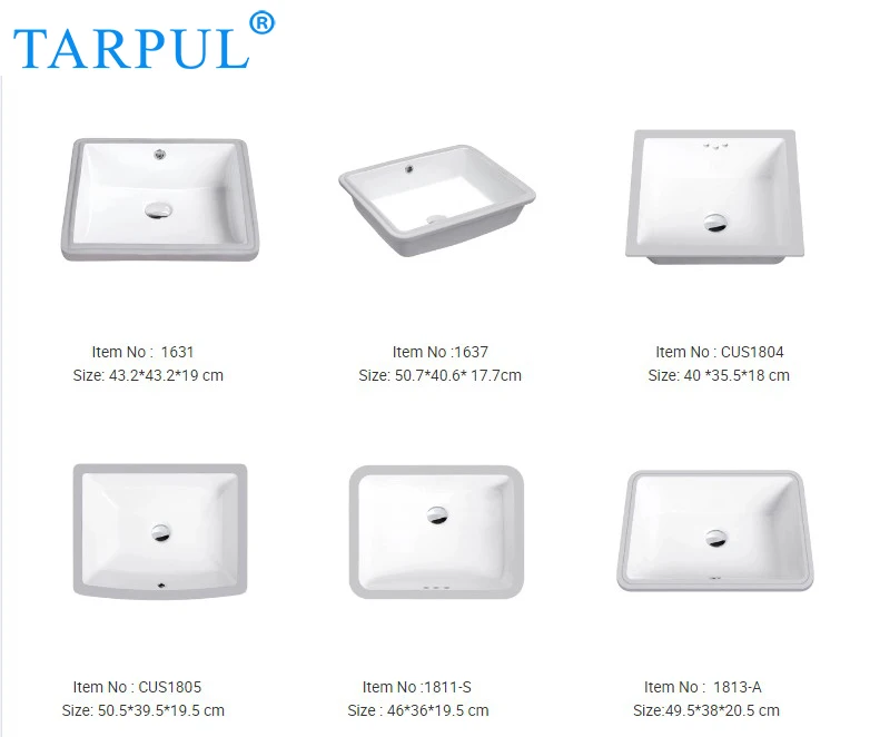 white square Ceramic Undercounter Sink undermount bathroom washbasin