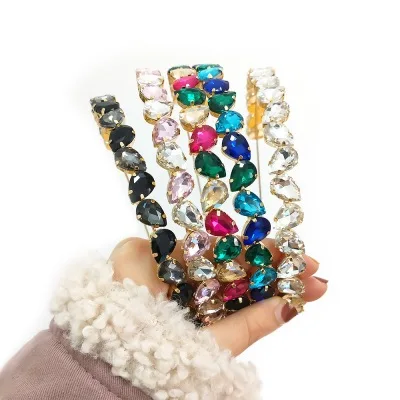 

2021 Fashion Retro Style Rhinestone Crystal Head Hoop Cubic Zircon Head Buckle Hairbands