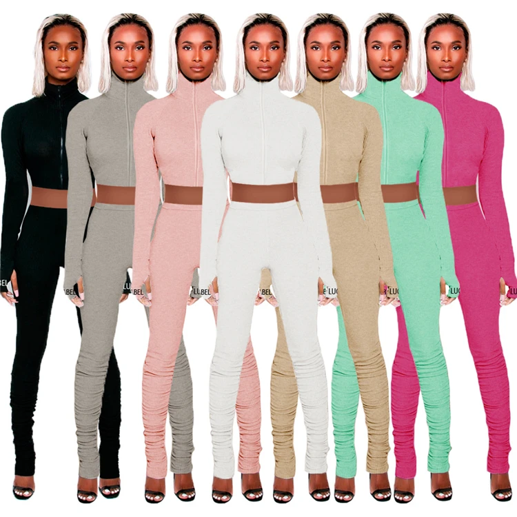 

D94616 2 piece pants jogging suits set fall 2020 women wholesale clothes