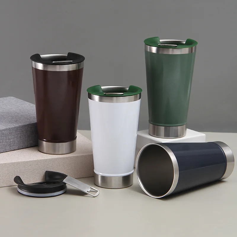 

Flypeak New Creative beer drinking cups Double Wall Stainless Steel Beer Mug Cup stainless With Bottle Opener, Customized color