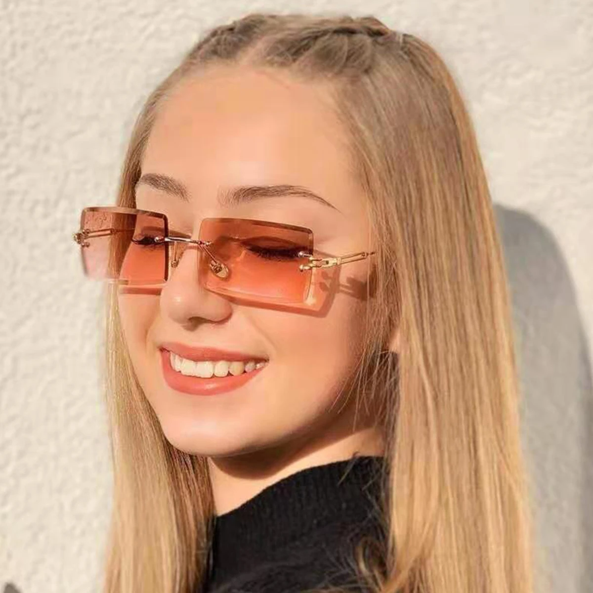 

RENNES [RTS] Summer wholesale trendy luxury style metal frame sunglasses custom retro rimless glasses, Picture