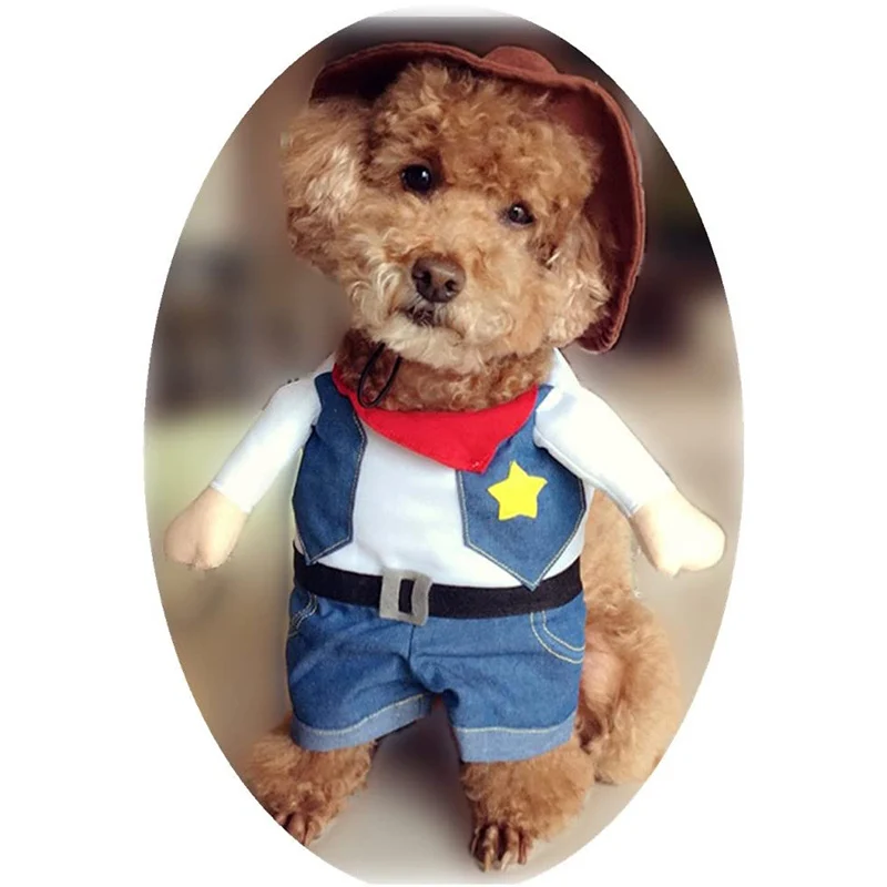 

Cowboy Dog Costume with Hat Dog Clothes Halloween Costumes Pet Clothes Pirate Dog Cat Costume Suit Corsair