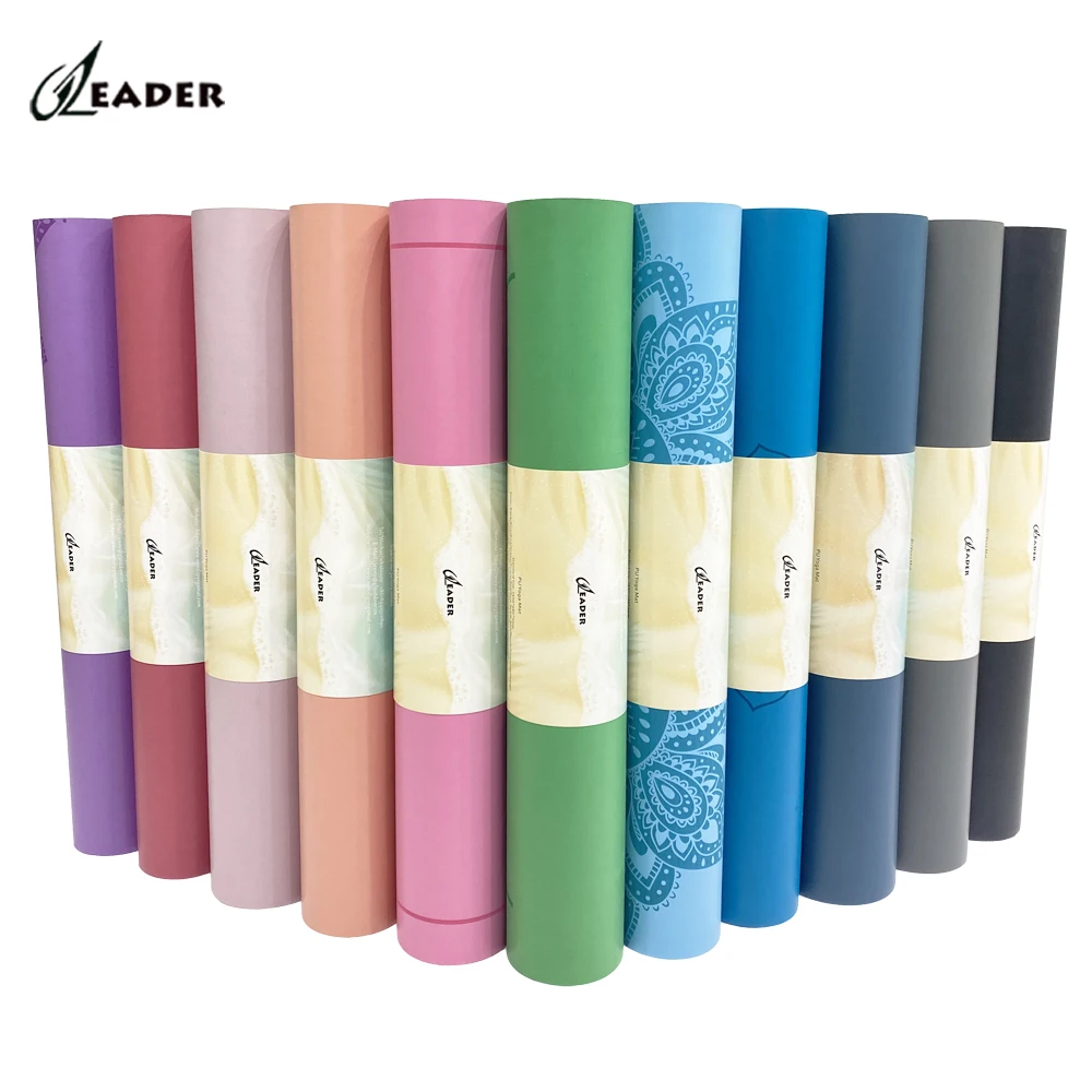 

PU Custom Polyurethane Leather OEM Non Slip Non-toxic Natural Rubber ECO Pu Yoga Mat, Black,green,purple,blue,pink,red