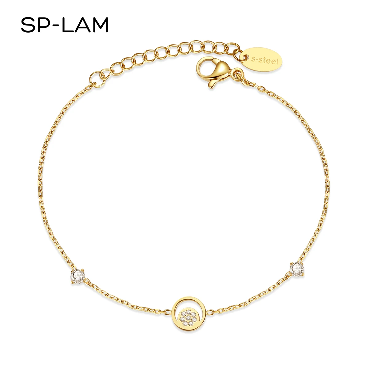 

SP-LAM Fashion Stainless Steel Jewelry Bracelets Custom CZ Bracelet Chain Women