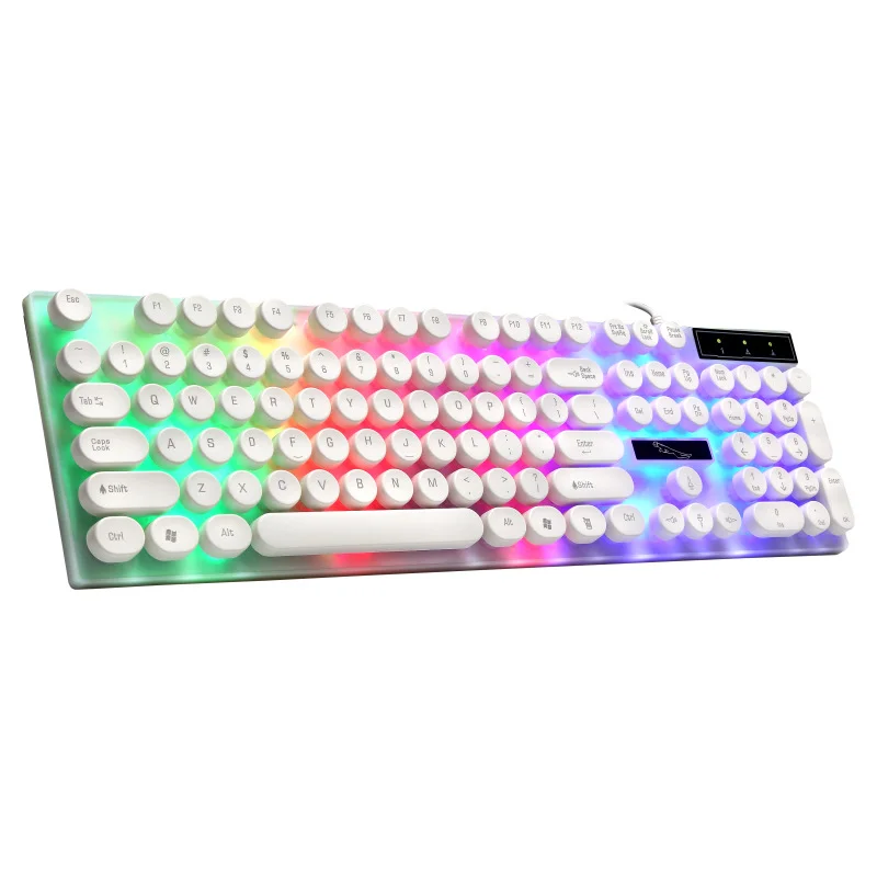 

AIWO New Design Oem Language Lable Wired Rgb Led Backlit Full-size 104 Keys Gaming Keyboard And Mouse Combo For Gamer, Black white